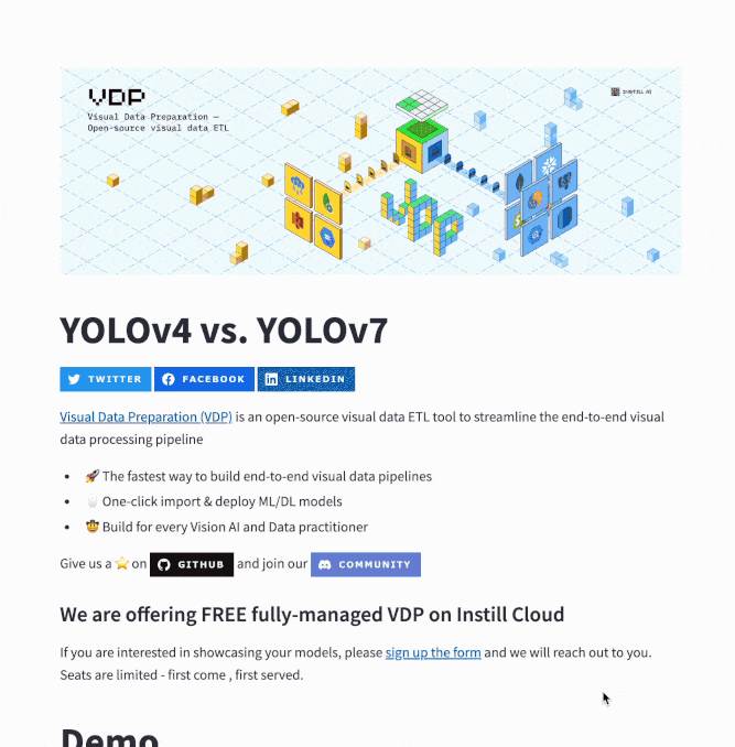 YOLOv4 vs. YOLOv7 live demo screenshot